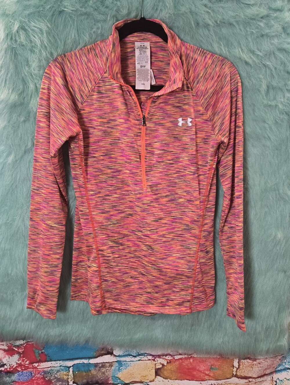 Under Armour All Season Gear, Orange, Purple and Gray Long Sleeve Top Size S
